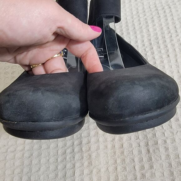 Dansko Lulu Mary Jane Ankle Strap Low Wedge Black Leather Shoes Size 41‎ 10.5-11 - Picture 5 of 16